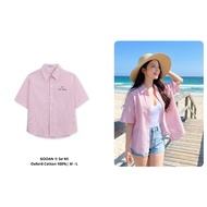 Women's Cool 100% Cotton Oxford Linen Plaid Shirt | Gooan Short Sleeve Shirt