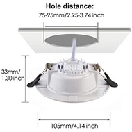 LED recessed Ceiling Light,7W Downlights 700LM Warm White 2700K,Set of 6 spotlights,Cut Φ75-95MM,AC175~265V,Round Alumin