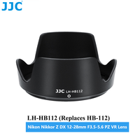 JJC Lens Hood Shade Replaces HB-112 for Nikon Nikkor Z DX 12-28mm F3.5-5.6 PZ VR Lens on Camera Niko