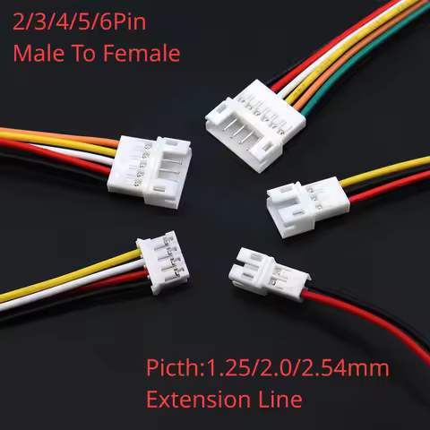 5Pcs JST 1.25mm PH2.0 XH2.54 Extension Line 2/3/4/5/6/Pin PH 2.0mm XH2.54MM Male To Female Connector