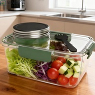ABABIT Salad Container, Transparent with Side Opening Leakproof Salad Jar, Salad Box Plastic Portabl
