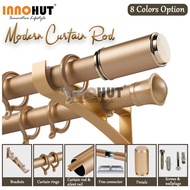 [FULL SET | DOUBLE ROD] Aluminium Window Curtain Rod With End Cap Finial Set For Hook/Eyelet Curtain