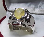 3 克拉黃色藍寶石戒指 925 純銀 手工男戒 黃色藍寶石