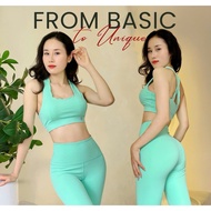 Women's yoga gym set, stretchy poly elastic fabric gym set