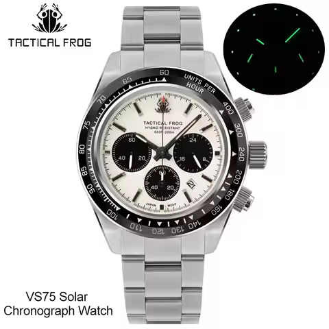 Tactical Frog VS75 Solar Chronograph Watch Quartz Movement 316L Stainless Steel Sapphire Ceramic Bez