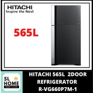 {KL & Klang Valley Area Only}HITACHI R-VG660P7M-1 565L 2 DOOR GLASS DOOR TOP FREEZE REFRIGERATOR