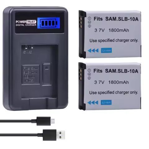 SLB-10A SLB10A SLB 10A Camera Battery + LCD USB Charger for Samsung EX2F WB150F WB250F WB350F WB750 