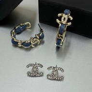 99新 Chanel 雙C耳環 CC圓圈耳環 編織鏈條耳環