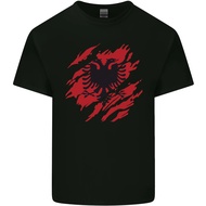 Torn Albania Flag Albanian Day Football Mens Cotton T-Shirt Tee Top