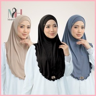 M&H 2in1 METAL TAG ALFARO Instant Syria Inner Hijab Uniqlo Knitted Malaysian Sukob Tudung