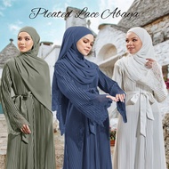 yeleedon Pleated Allium Abaya (Lace Without Rhinestone) jubah muslimah murah cantik DUBAI Dress