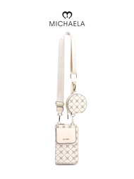 MICHAELA Checkered Sling Bag Set Detachable Mini Pouch Two-Tone Letter Crossbody Bag HB5509018 LX