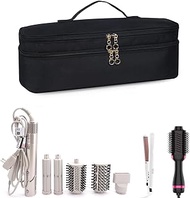 WINZEDGE Double-Layer Travel Carrying Case for Revlon One-Step Hair Dryer and Volumizer Hot Air Brush, Portable Storage Organizer Bag Compatible with Shark FlexStyle/Dyson Airwrap Styler (Black)