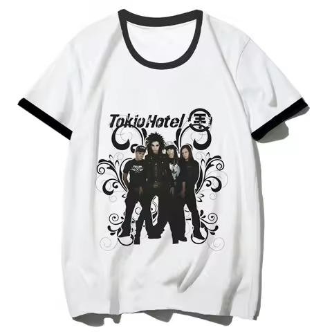Tokio Hotel girl Grunge Classic Comfortable Y2k Psychedelic Gothic t shirt korean clothes 2000s Retr