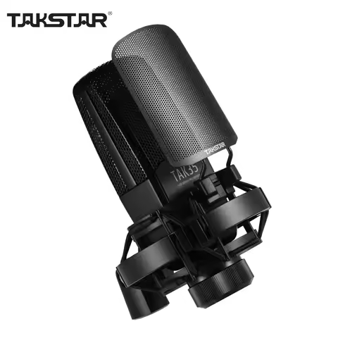 TAKSTAR TAK35 Professional Recording Microphone Condenser Cardioid Mic Metal Windscreen Shock Mount 