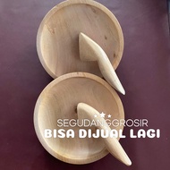 WOODEN MORTAR AND MORTAR (1 SET) / WOODEN MORTAR / WOODEN MORTAR / SMALL WOODEN MORTAR AND MORTAR / 