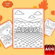 Set of 48/25/10 coloring pages, coloring pages for children with August August August theme, A4, A5 