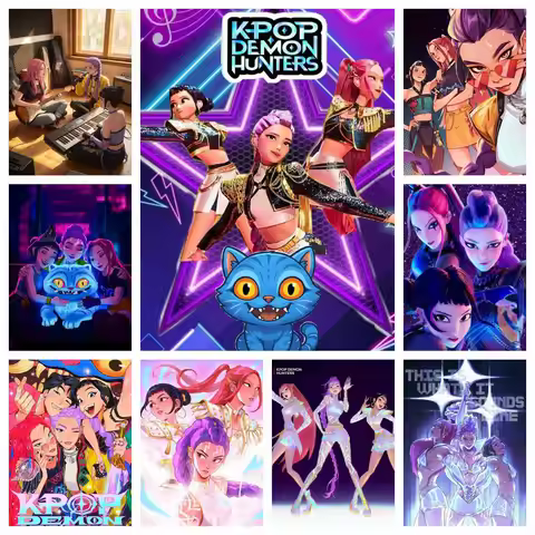 2026 New K-KPop Hunters 5D DIY Full Round Diamond Painting Home Living Room Bedroom Aesthetic Bar De