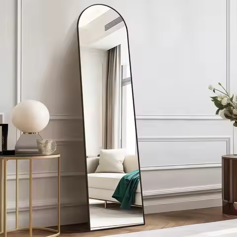 JHK 59"x16"/64"x21" Full Body Wall Mirror Standing or Wall-Hanging with Stand Aluminum Alloy Frame B