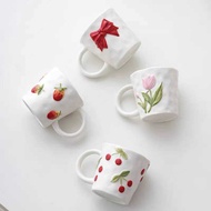 My1919 Hand-Painted Embossed Ceramic Mug ins Cherry Coffee Cup Water Cup Breakfast Cup Milk Cup