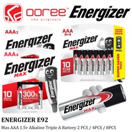 ENERGIZER MAX AAA 1.5V ALKALINE TRIPLE A BATTERY BATTERIES 2 PCS (E92BP2) / 4PCS (E92BP4) / 8PCS (E9