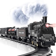OCHIDO Train Set - Electric Train Toy Gift for Boys Girls,with Railway Kits,Steam Locomotive,Transport Vehicle &amp;Tracks, Light,Smokes &amp; Sound,Christmas Train Gifts for 3 4 5 6 7 8+ Year Old Kids