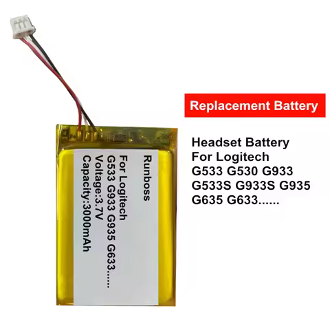 3.7V 3000mAh Wireless Headset Battery 533-000132 for Logitech G533, G933, G533S , G933S , G935 , G63