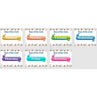 Laminated Chart Days of the week Educational Chart for kids, 7 pieces (8.5x11inches)