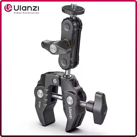 Ulanzi R094 Metal Super Clamp with Double Ball Head Magic Arm Clamp with 1/4" 3/8" Hole for DSLR Cam
