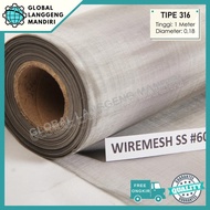 WIREMESH 60 STAINLESS (316) 1MX1M / WIRE MESH 60/ WIRE SCREEN 316 SS - TOKOASMA