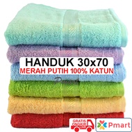 MERAH KATUN RED AND WHITE TOWEL 30x70 (100% Cotton Towel 70gr) SPORT TOWEL MP TOWEL/ 30x70