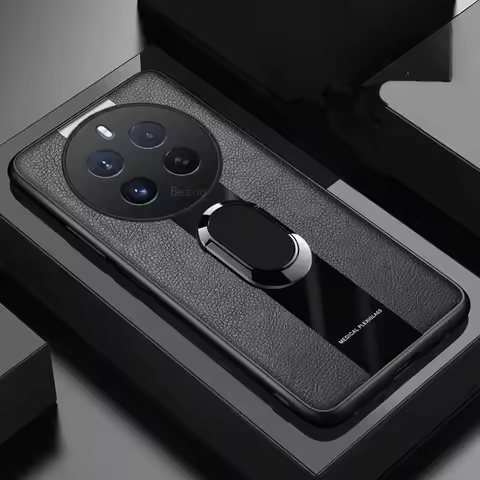 For Realme 12 Pro Plus Plain Leather Magnetic Ring Phone Case for Realme12 REALME 12Pro+ Lens Protec