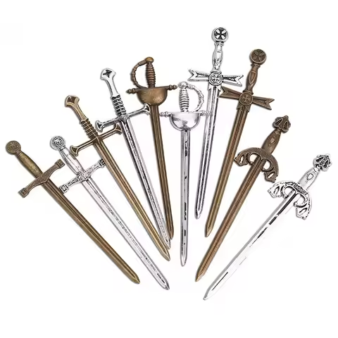6/4Pcs Antique Swords Knife Bookmark Charms Silver Swords Knife Bookmark Pendants Creative Craft Sup