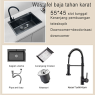 Royalstar Kitchen Sink Bar Set Lengkap Black/Wastafel Stainless  Steel Hitam 304 Dengan Kran Angsa F