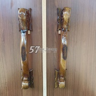 KAYU (Curved 76) Carved door pull / Genuine jepara teak wood house door handle