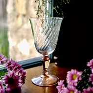 1980年法國 Arocoroc Luminarc 復古粉紅色高腳酒杯