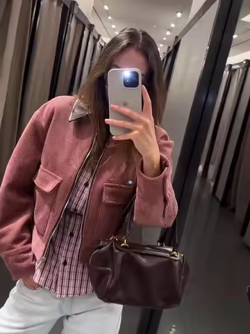 Women Jacket Faux Leather Coat Lapel Collar Cropped Top Casual Streetwear Outerwear Woman Clothes Sp