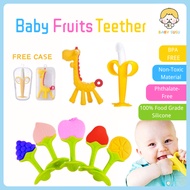 Baby Fruit Teether Giraffe Banana Teether Soft Silicone Teether Free Case Baby Teether Cute Colourfu