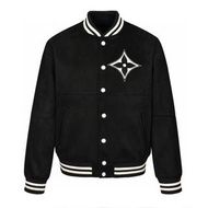 LV jacket 水晶鑽飾麂皮棒球服外套