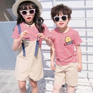 Western Style Sisters Summer Clothes Boys Pure Cotton Short-Sleeved Suits Children Dragon Phoenix Ti