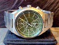 SEIKO Watch 男庄精工罕有绿色錶面Chronograph/Alarm 石英日曆手錶連原廠不銹钢錶帶 39mm
