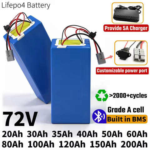 72V 20Ah 30Ah 35Ah 40Ah 50Ah 60Ah 80Ah 100Ah 120Ah 150Ah 200Ah Lifepo4 lithium battery with BMS for 