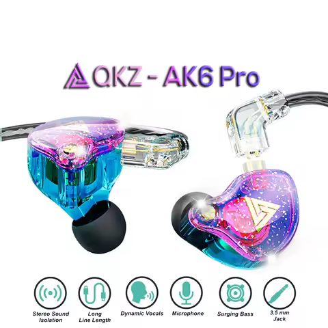 QKZ AK6 Pro Dynamic 1DD Earphones HIFI Bass Earbuds In-Ear Monitor Earphone with Mic Removable Cable