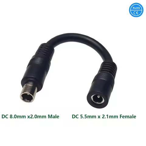 DC 8mm 16AWG 8.0 X 2.0mm Male to 5.5mm X 2.1mm Female Power Adapter Cable for Solar Generator Portab