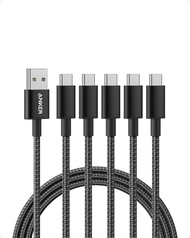 Anker Cable [5 Pack 6ft], USB to USB C Cable, USB A to Type C Charger Cord for Samsung Galaxy S10 / 