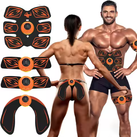 EMS 6 Pack Abs Stimulator, USB Charging Abdominal Muscle Trainer, Electric Waist Toning Belt for Men