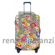 Murakami Flower Luggage Cover Elastic Washable Stretch Luggage Protective Cover Anti-Scratch Travel Luggage Cover (18-32 Inch Luggage)