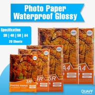 QUAFF Photo Paper Glossy Inkjet Printable 180gsm/230gsm 3R-4R-5R-A4 Size with Back Print (20sheets)