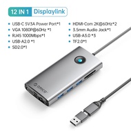 ORICO DisplayLink แท่นวางมือถือประเภท USB C 3.0ถึง4K60hz HDMI-รองรับ DP PD100W SD ฮับต่อพ่วงสำหรับ A