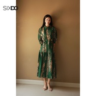 SIXDO Green Silk Flared Dress (Green Silk Flared Dress)